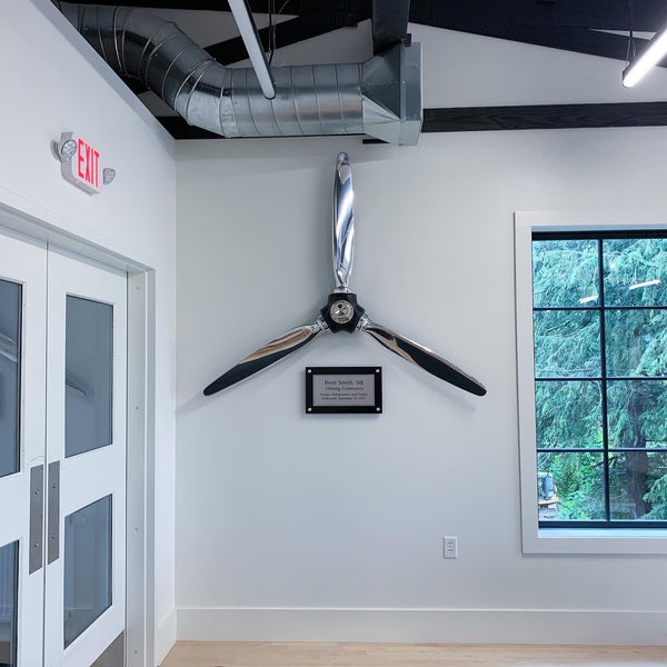 3-Bladed McCauley Mirror High Polished Airplane Propeller Wall Sculpture with Spinner