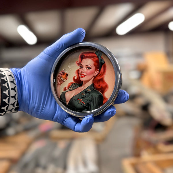 Wartime Spirits 4-1/4" Pinup Girls Squadron WWII Metal Drink Coaster Collection