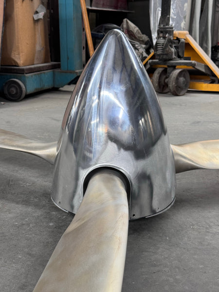 3-Bladed McCauley Mirror High Polished Airplane Propeller Wall Sculpture with Spinner