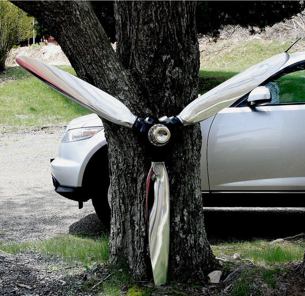 3-Bladed McCauley Mirror High Polished Airplane Propeller Wall Sculpture with Spinner
