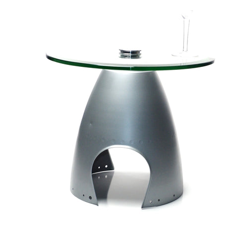 Space Age eames era Airplane Propeller Aviation Art Spinner Cone Coffee Side Cocktail Table (Silver)