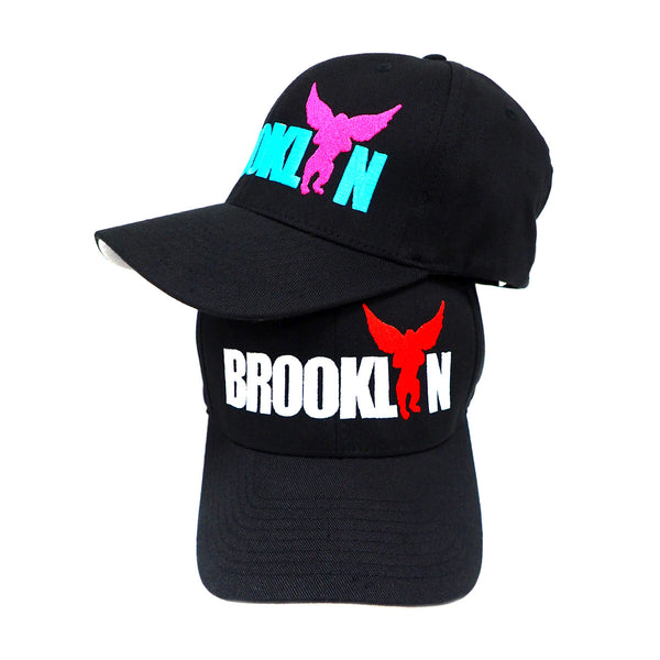 Brooklyn Flying Monkey NYC Black Bright Turquoise Bright Pink Colorway Embroidered Hat