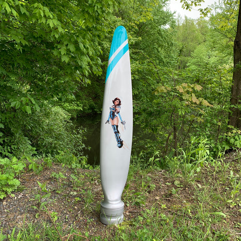 Outer Space Galaxy Babe Stellaratrix Rocket Jetpack Custom Pinup Girl Airplane Propeller Blade Sculpture